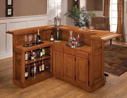 Hillsdale Classic Large Bar with Side Bar in Oak
