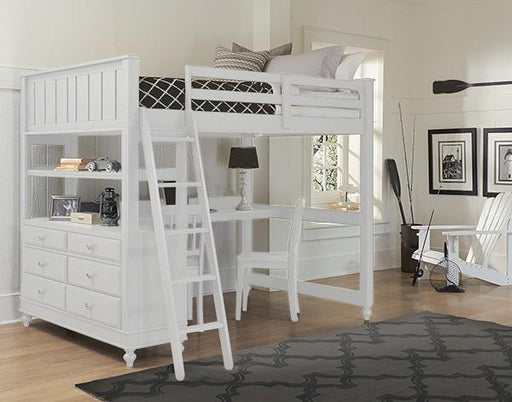 Hillsdale Furniture Lake House Full Loft Bed with Desk in White image