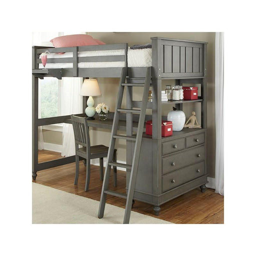Hillsdale Furniture Lake House Full Loft Bed with Desk in Stone image