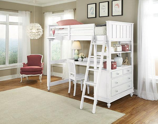 Hillsdale Furniture Lake House Twin Loft Bed with Desk in White image