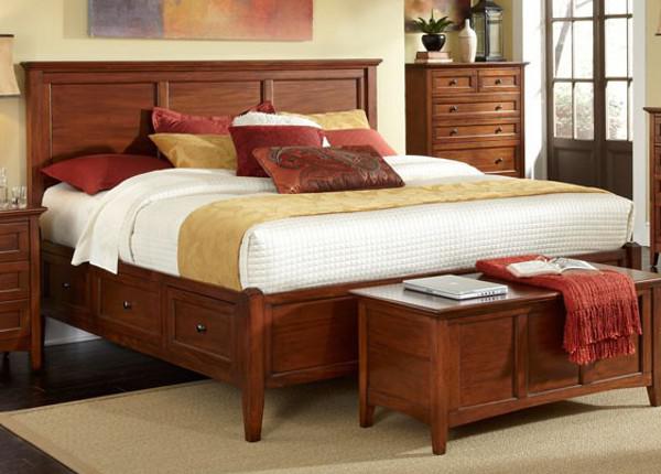 A-America Westlake Queen Storage Bed in Brown Cherry