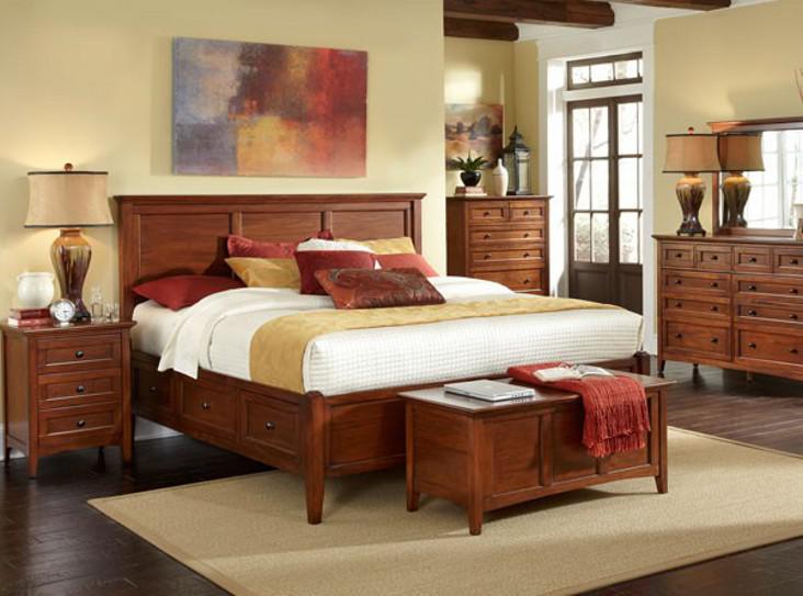 A-America Westlake Queen Storage Bed in Brown Cherry