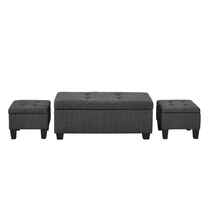 Ethan 3PK Storage Ottoman in Charcoal