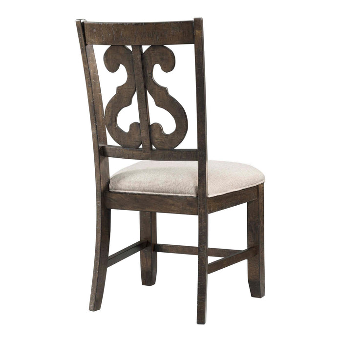 Stone Wooden Swirl Back Side Chair Set of 2