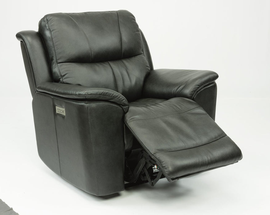 Flexsteel Latitudes Cade Leather Power Recliner w/Power Headrest in Black
