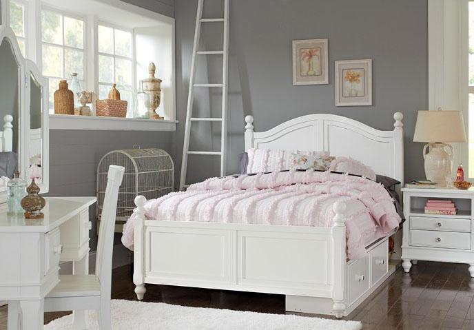 Hillsdale Furniture Lake House Payton Full Arch Bed with Storage in White