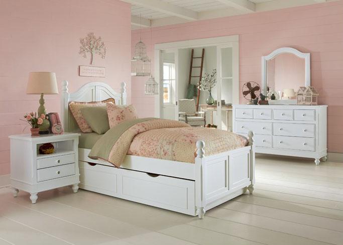 Hillsdale Furniture Lake House Payton Twin Arch Bed with Trundle in White