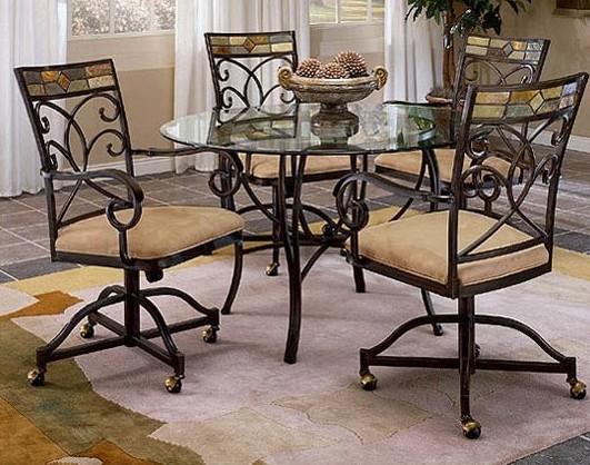 Hillsdale Pompei Dining Arm Chairs with Casters in Black/ Gold (Set of 2)