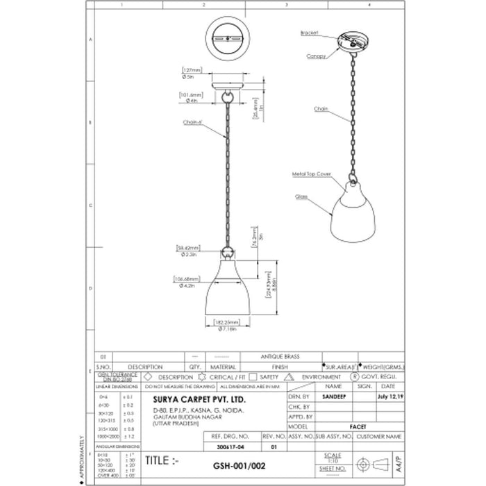 Surya Glasshouse Ceiling Light