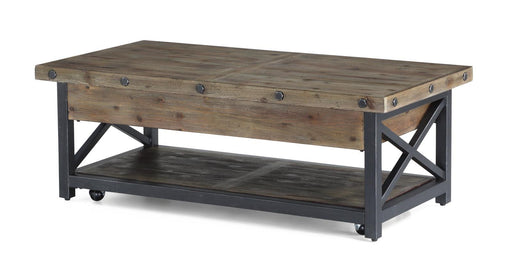 Flexsteel Carpenter Rectangular Lift-Top Cocktail Table with Casters in Rustic Gray image