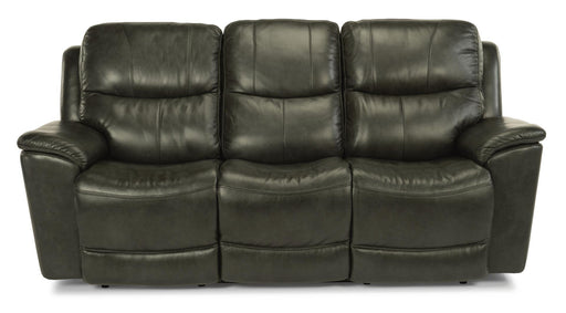 Flexsteel Latitudes Cade Leather Power Reclining Sofa w/Power Headrests in Black image