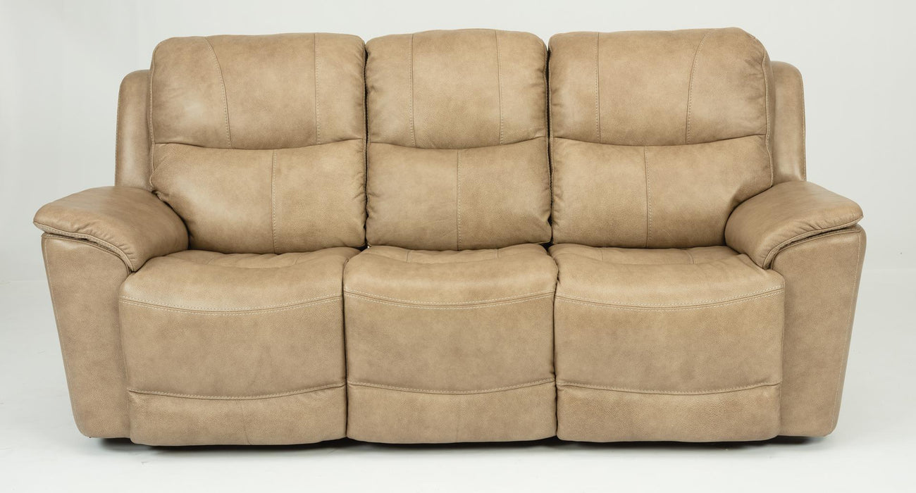 Flexsteel Latitudes Cade Leather Power Reclining Sofa w/Power Headrests in Light Brown image